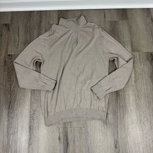 Reiss Merino Wool Half-Zip Funnel Neck Jumper Men’s 2XL Knit Tan XXL Classic